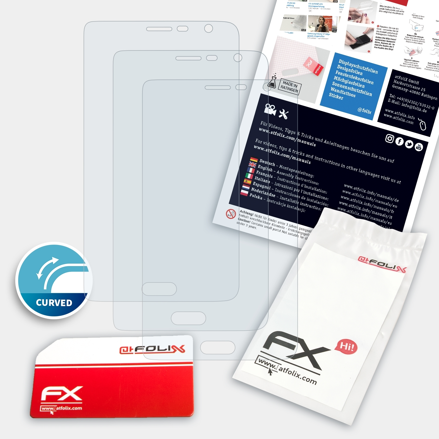ATFOLIX 3x Galaxy Displayschutz(für FX-ActiFleX Samsung Edge) Note
