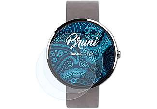 BRUNI 2x Basics-Clear Schutzfolie(für Motorola Moto 360 2.Generation (46 mm))