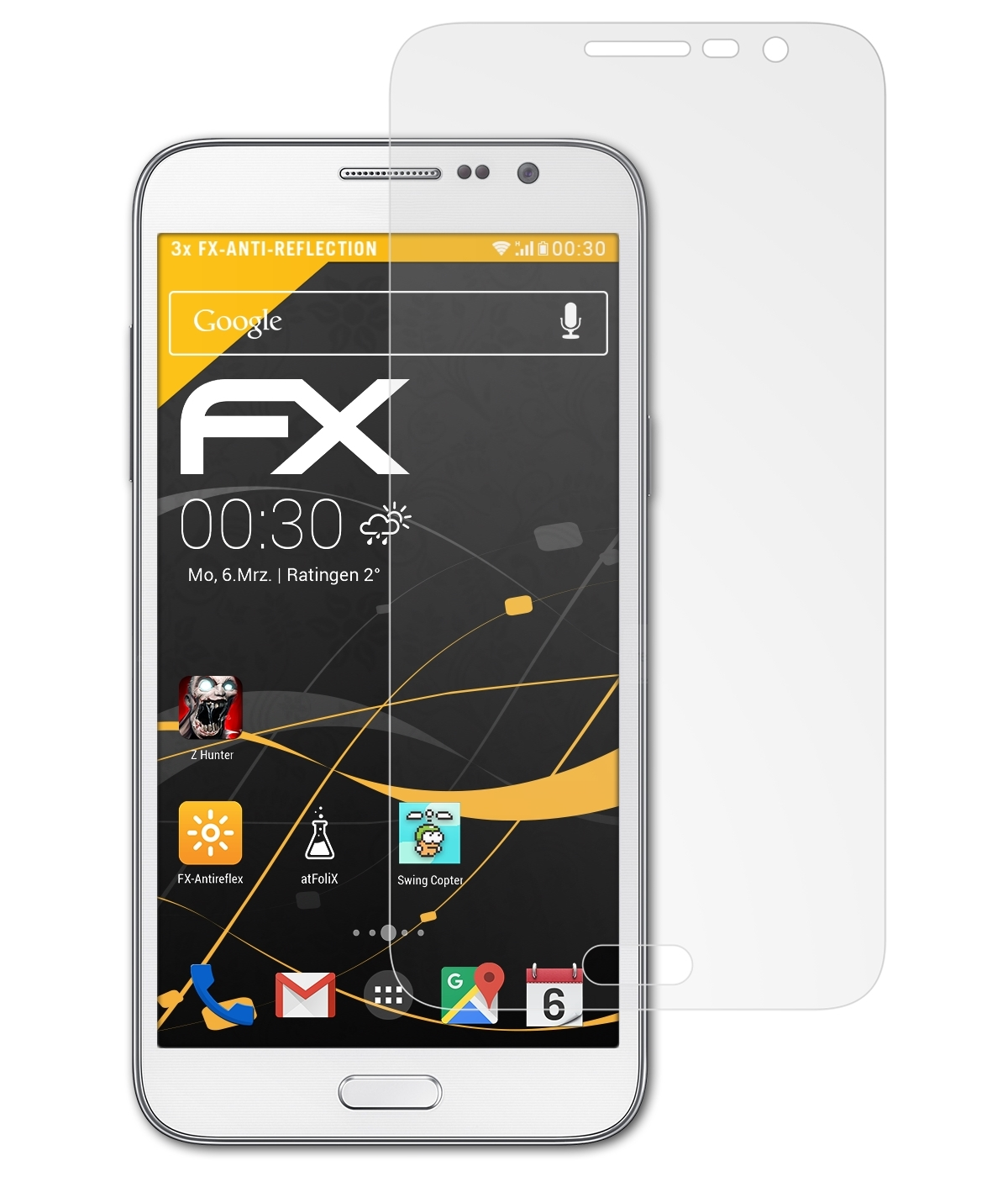ATFOLIX 3x Max) Samsung Displayschutz(für Grand Galaxy FX-Antireflex