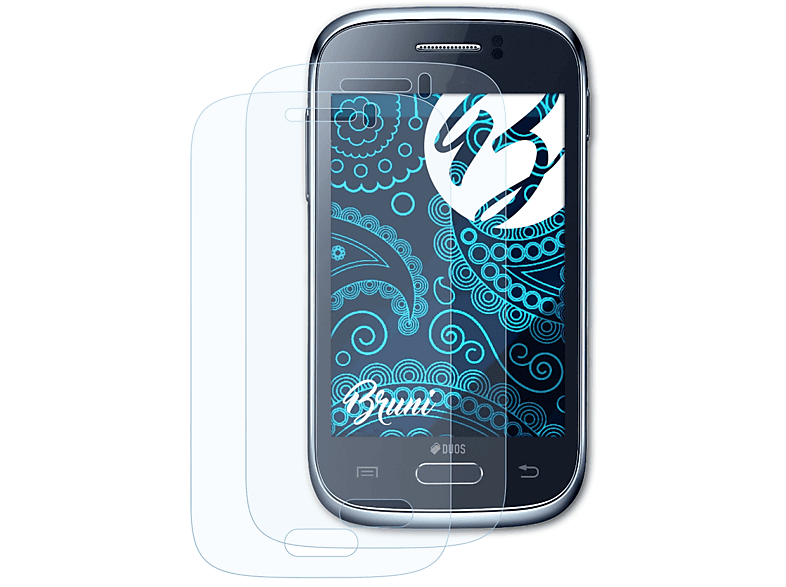 BRUNI 2x Basics-Clear Schutzfolie(für Samsung Young Young Duos) Galaxy 