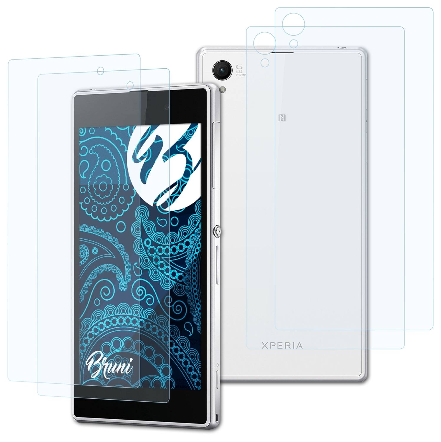 BRUNI 2x Basics-Clear Z1) Xperia Schutzfolie(für Sony