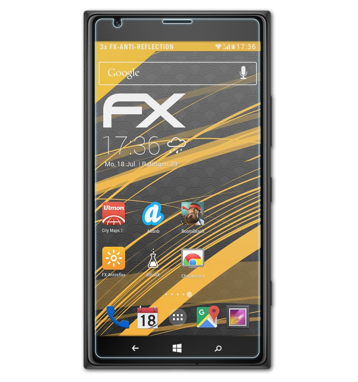 ATFOLIX 3x FX-Antireflex Lumia Nokia Displayschutz(für 1520)