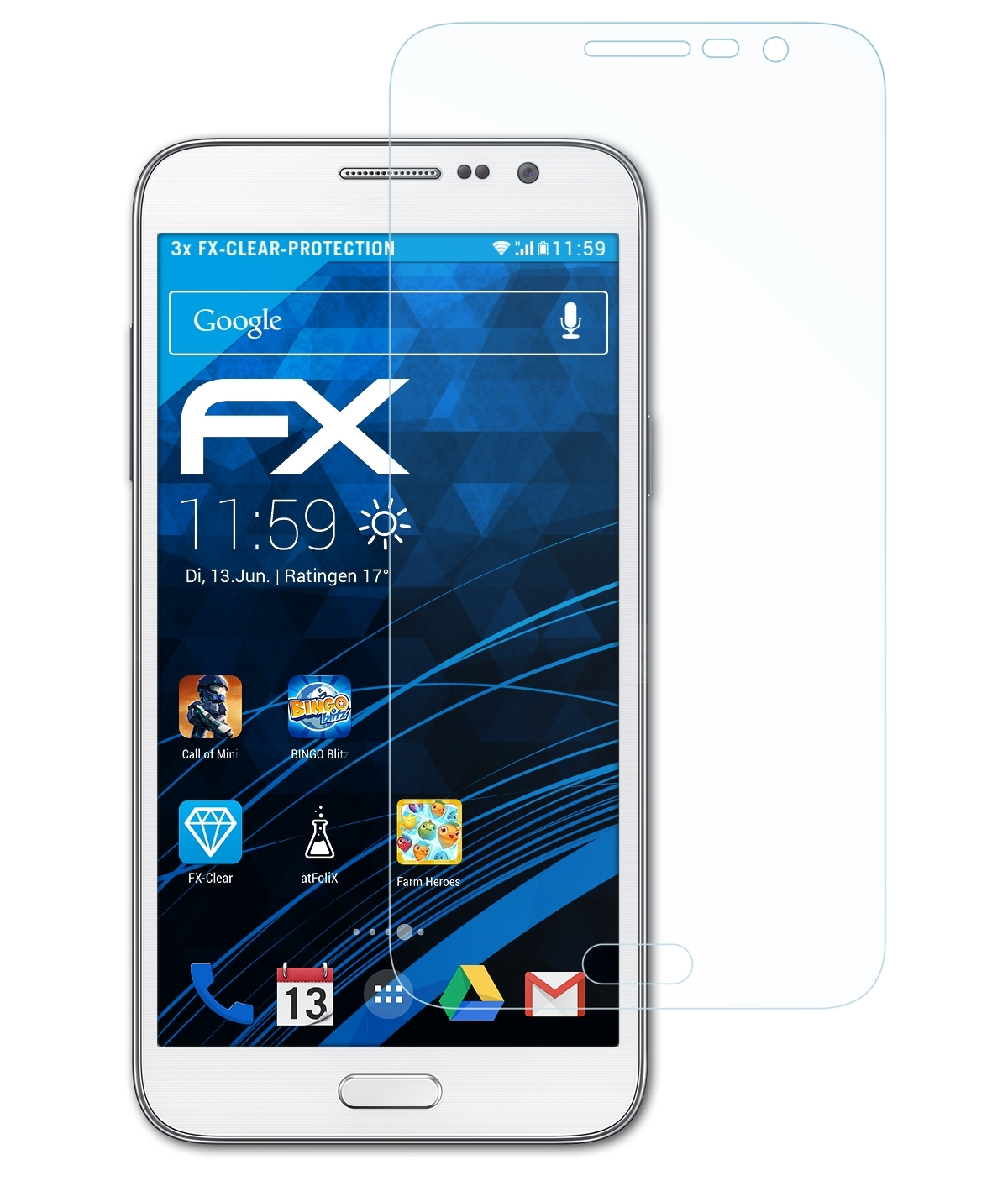 ATFOLIX 3x Displayschutz(für Galaxy Max) FX-Clear Samsung Grand