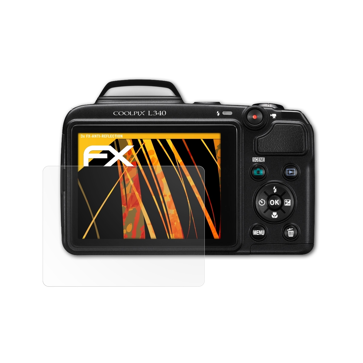 FX-Antireflex 3x Displayschutz(für Coolpix Nikon ATFOLIX L340)