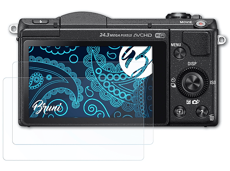 BRUNI 2x Basics-Clear Schutzfolie(für Sony Alpha a5100 (ILCE-5100)) | Kamera Schutzfolie