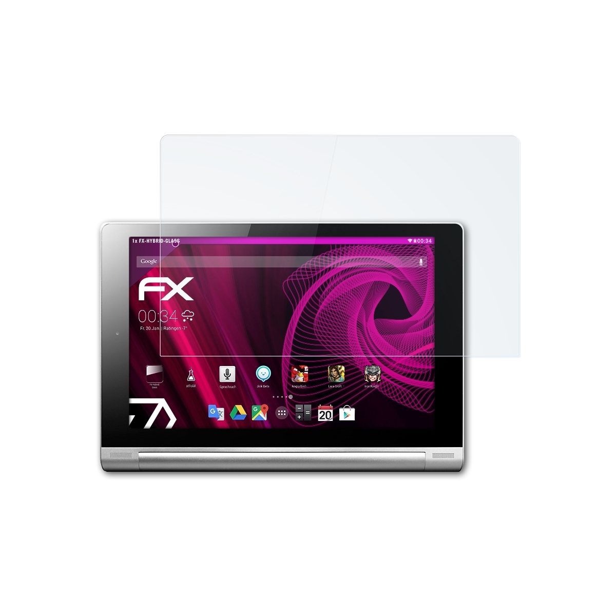 ATFOLIX FX-Hybrid-Glass Schutzglas(für Lenovo Tablet Yoga 10)