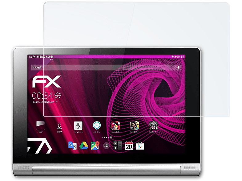ATFOLIX 10) Yoga Lenovo FX-Hybrid-Glass Schutzglas(für Tablet