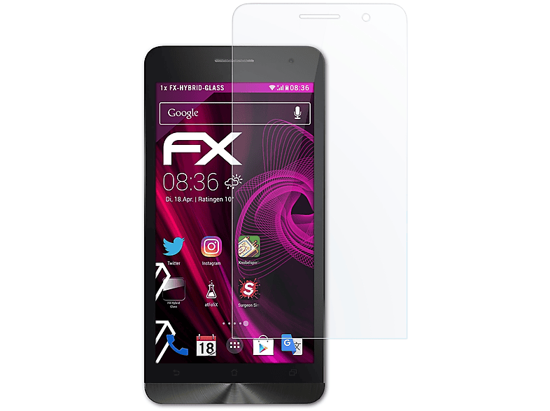 ATFOLIX FX-Hybrid-Glass Schutzglas(für (A600CG) (2014)) Asus ZenFone 6