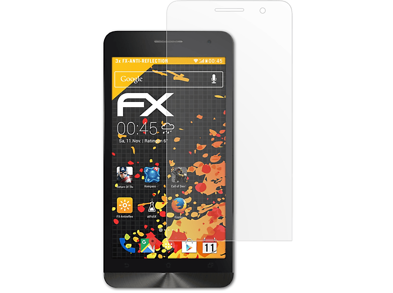 ATFOLIX 3x FX-Antireflex Displayschutz(für 6 ZenFone Asus (2014)) (A600CG)