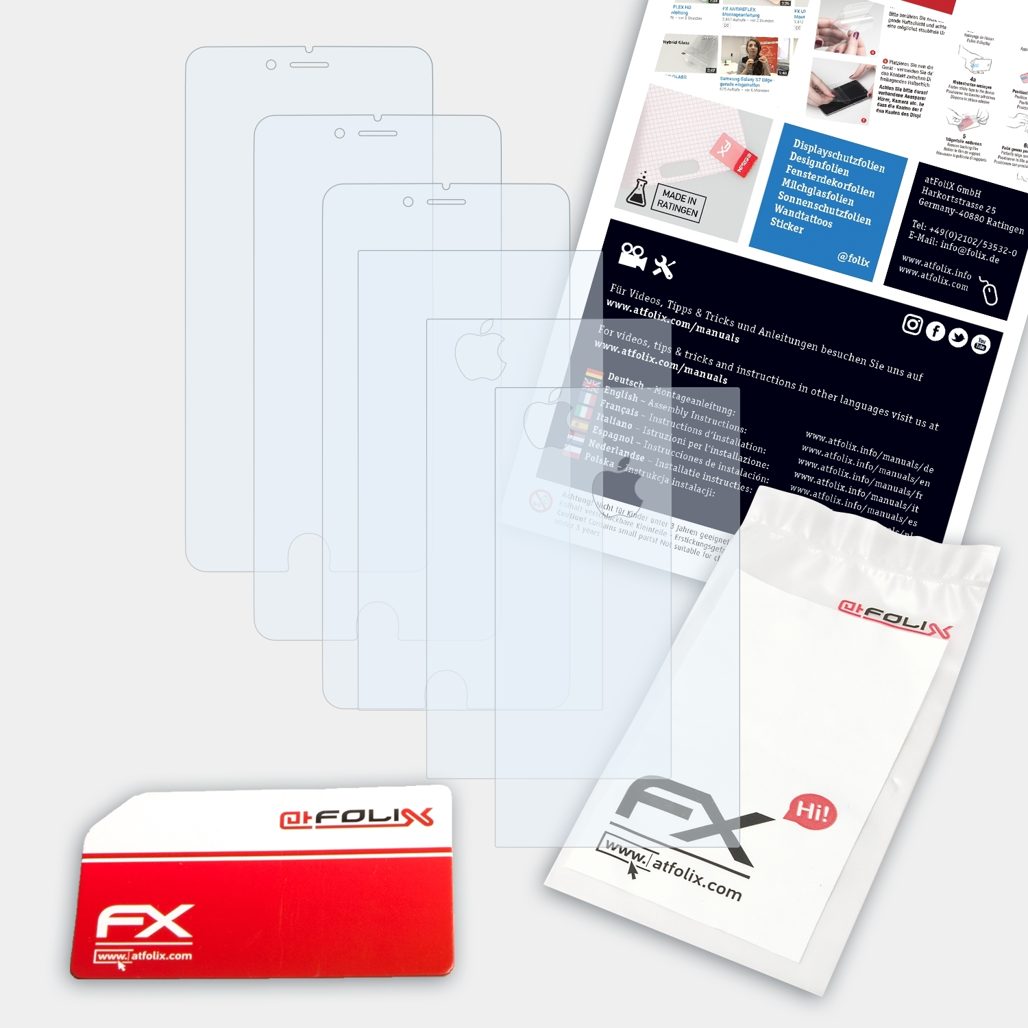 ATFOLIX 3x FX-Clear Displayschutz(für Apple iPhone 6S Plus)