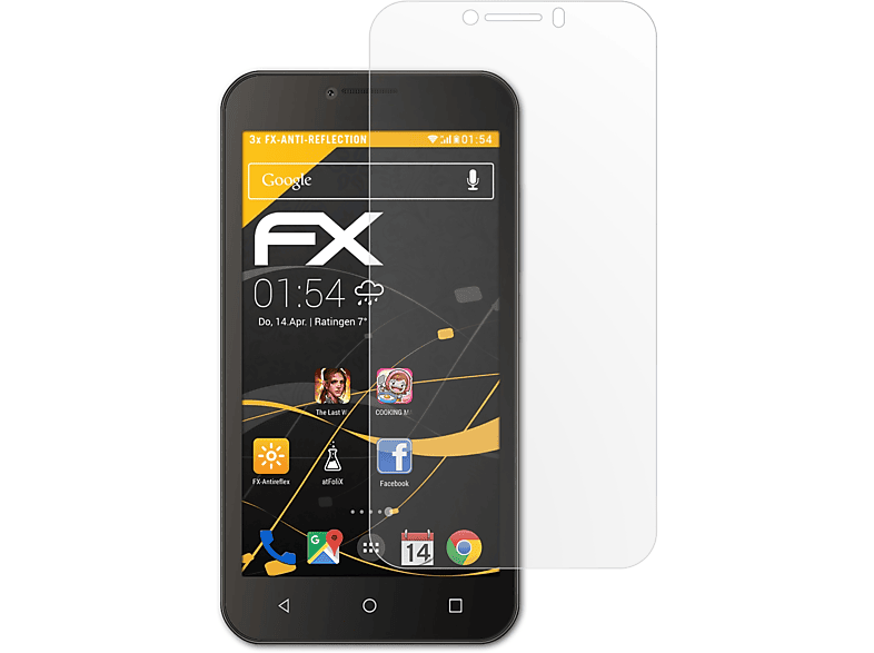 ATFOLIX 3x FX-Antireflex Displayschutz(für Y5) Huawei