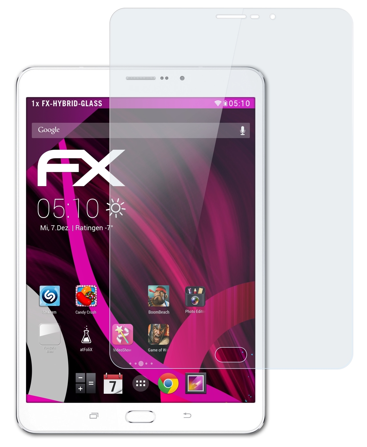 ATFOLIX FX-Hybrid-Glass Schutzglas(für 8.0 Galaxy Samsung (SM-T715)) S2 Tab