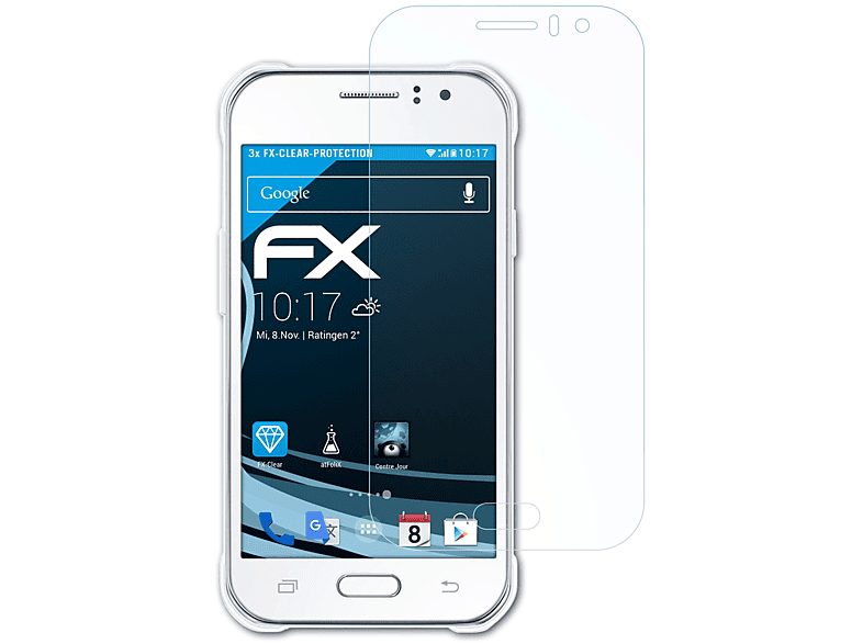 ATFOLIX 3x FX-Clear Displayschutz(für Samsung Galaxy J1 Ace)