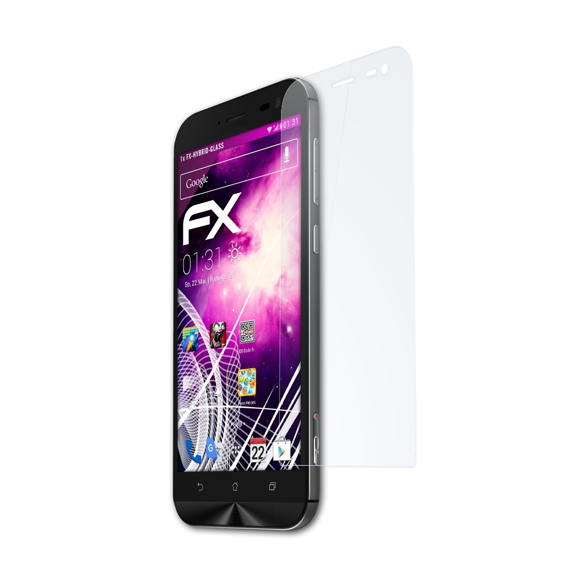 ATFOLIX FX-Hybrid-Glass Schutzglas(für Asus Zoom ZenFone (ZX551ML))
