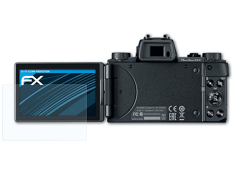 3x X) Canon PowerShot ATFOLIX G5 FX-Clear Displayschutz(für