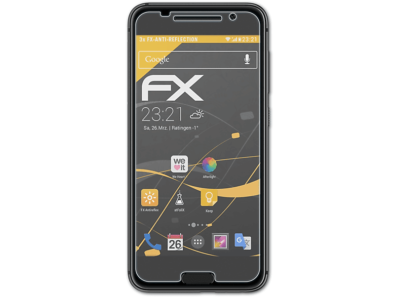 ATFOLIX A9) HTC One FX-Antireflex 3x Displayschutz(für