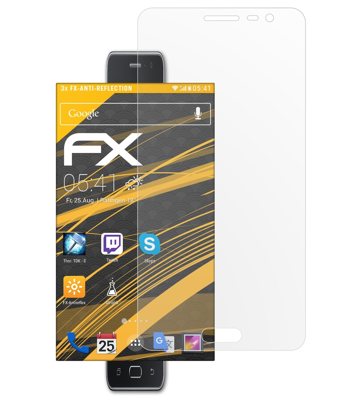 ATFOLIX 3x FX-Antireflex Displayschutz(für Samsung Galaxy On5 (2015))