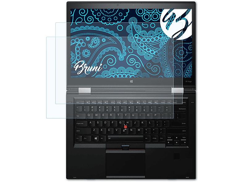 BRUNI 2x Basics-Clear Schutzfolie(für Lenovo ThinkPad X1 Yoga (1st Gen. 2016))