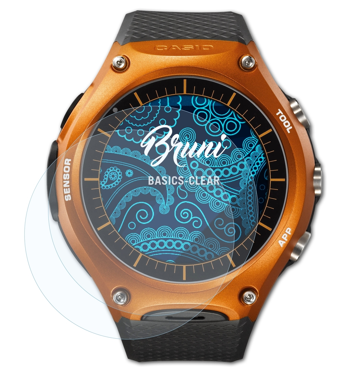 BRUNI 2x Basics-Clear Schutzfolie(für Casio WSD-F10)