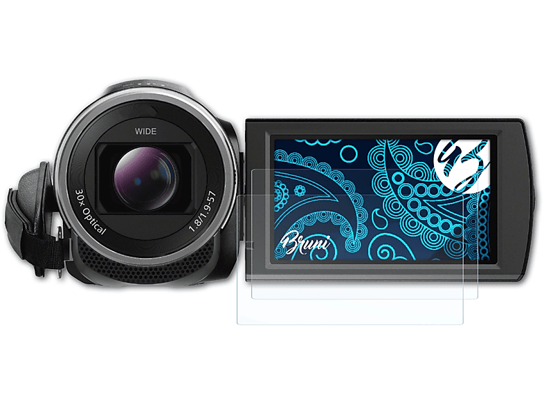 BRUNI 2x Basics-Clear Schutzfolie(für Sony HDR-CX625) | Kamera Schutzfolie
