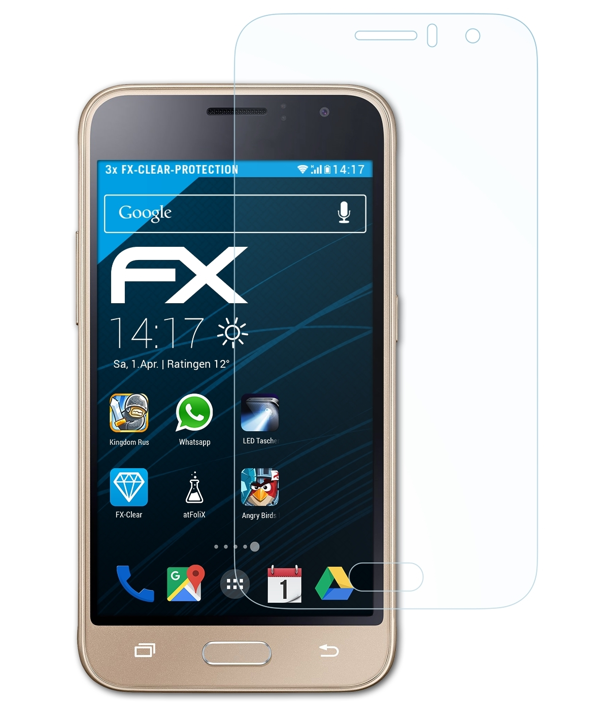 Samsung 3x Displayschutz(für FX-Clear J1 Galaxy (2016)) ATFOLIX