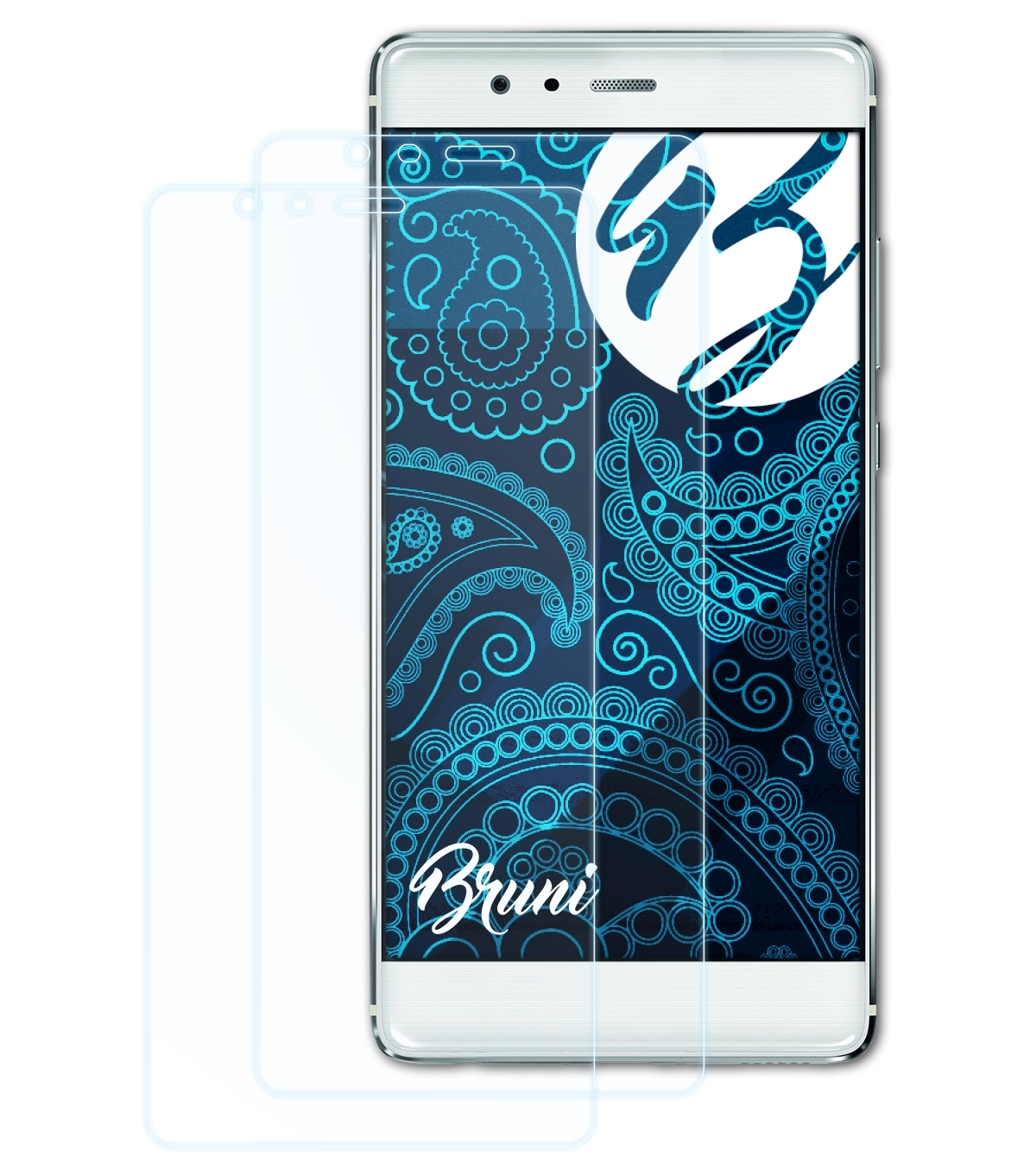 BRUNI 2x Basics-Clear P9) Huawei Schutzfolie(für