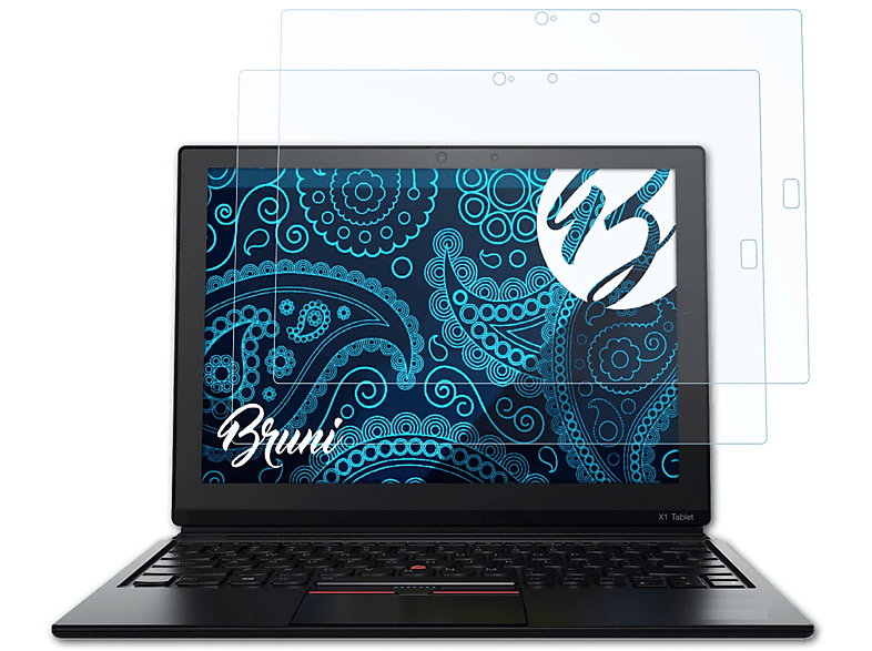 BRUNI 2x Basics-Clear Schutzfolie(für Lenovo ThinkPad X1 Tablet)