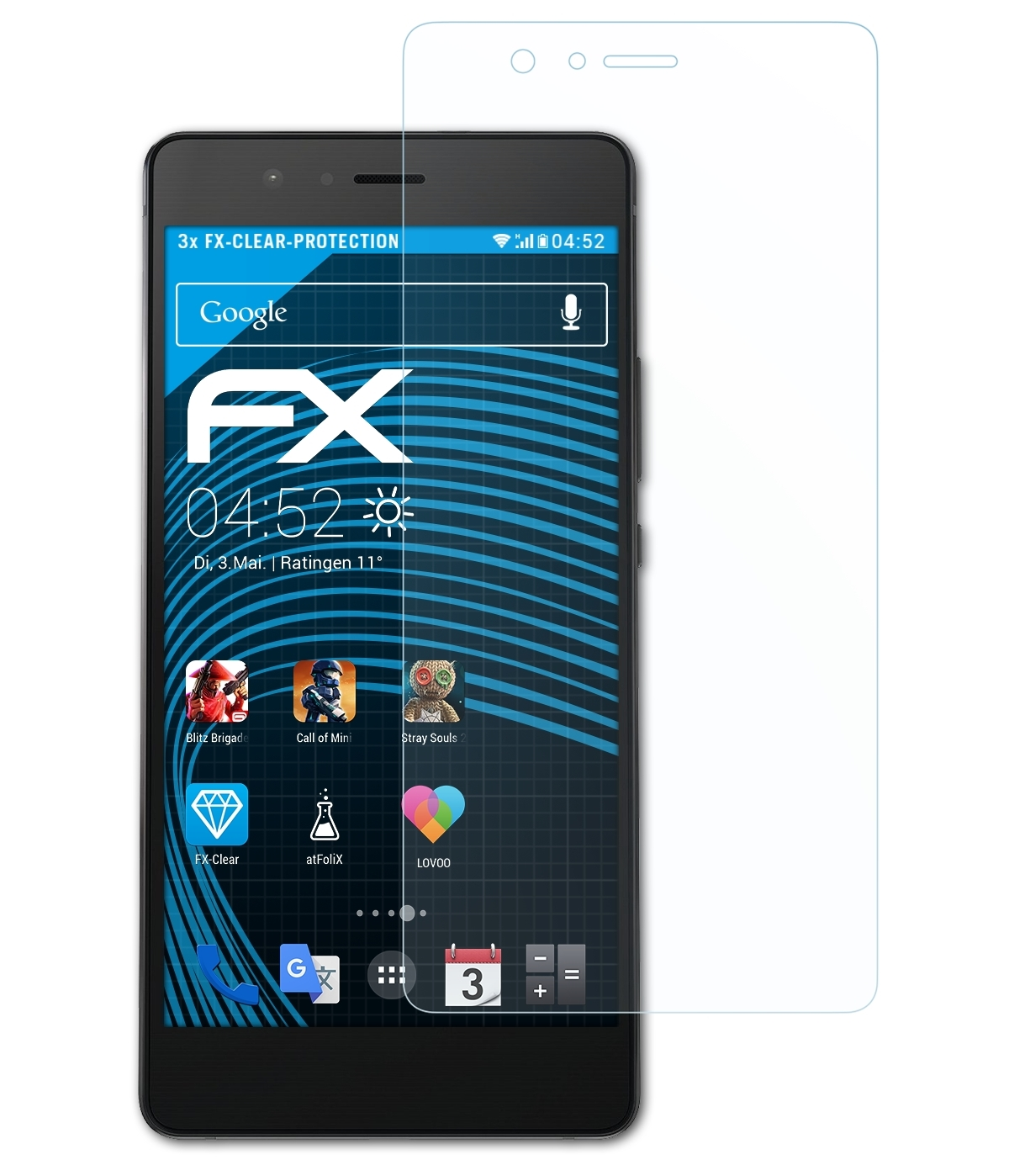 Displayschutz(für 3x FX-Clear Huawei P9 ATFOLIX Lite)