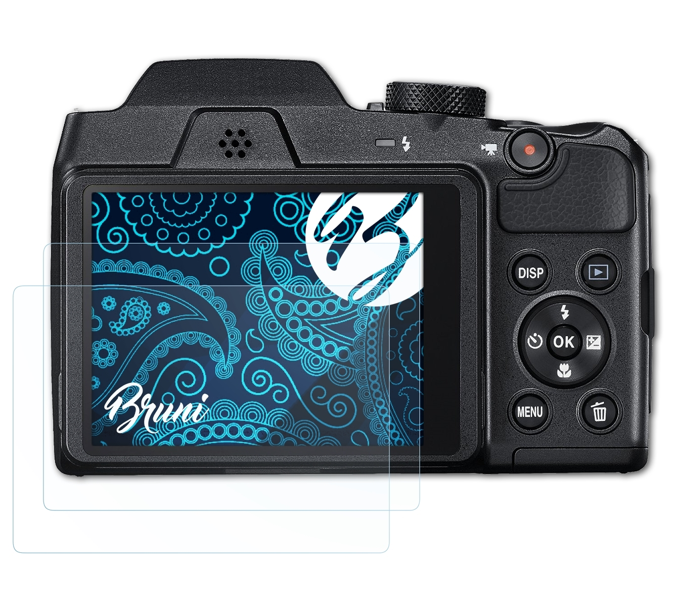 2x B500) Schutzfolie(für BRUNI Coolpix Nikon Basics-Clear