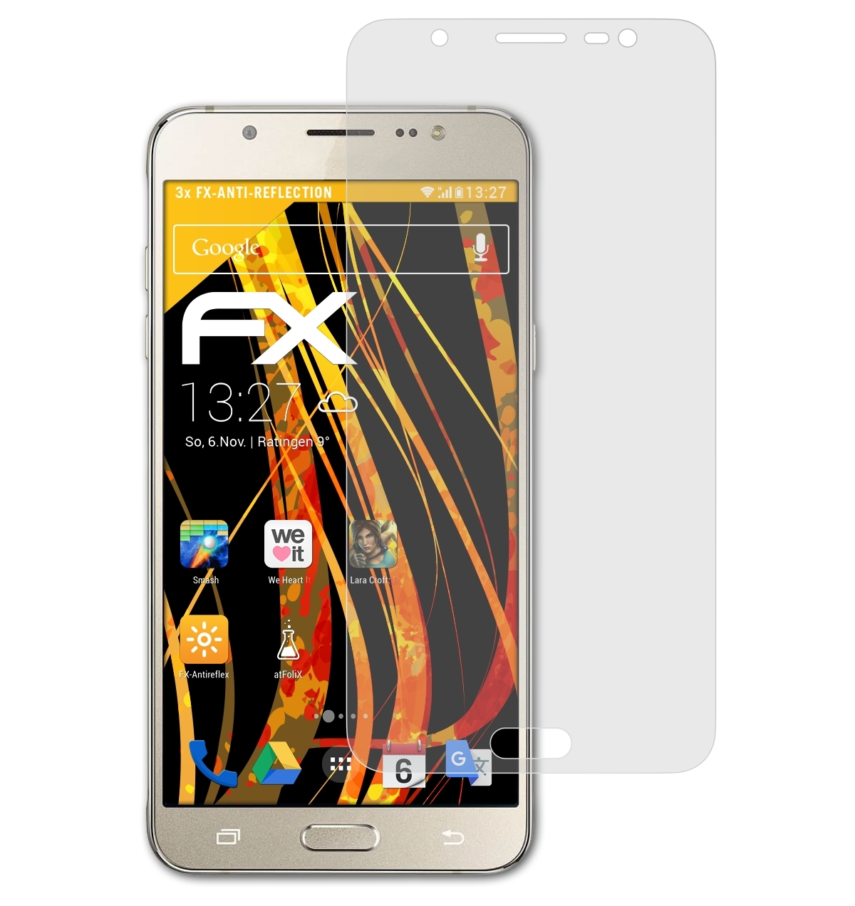 ATFOLIX 3x FX-Antireflex Displayschutz(für (2016)) Galaxy J7 Samsung