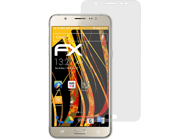 ATFOLIX 3x Galaxy FX-Antireflex Samsung Displayschutz(für (2016)) J7