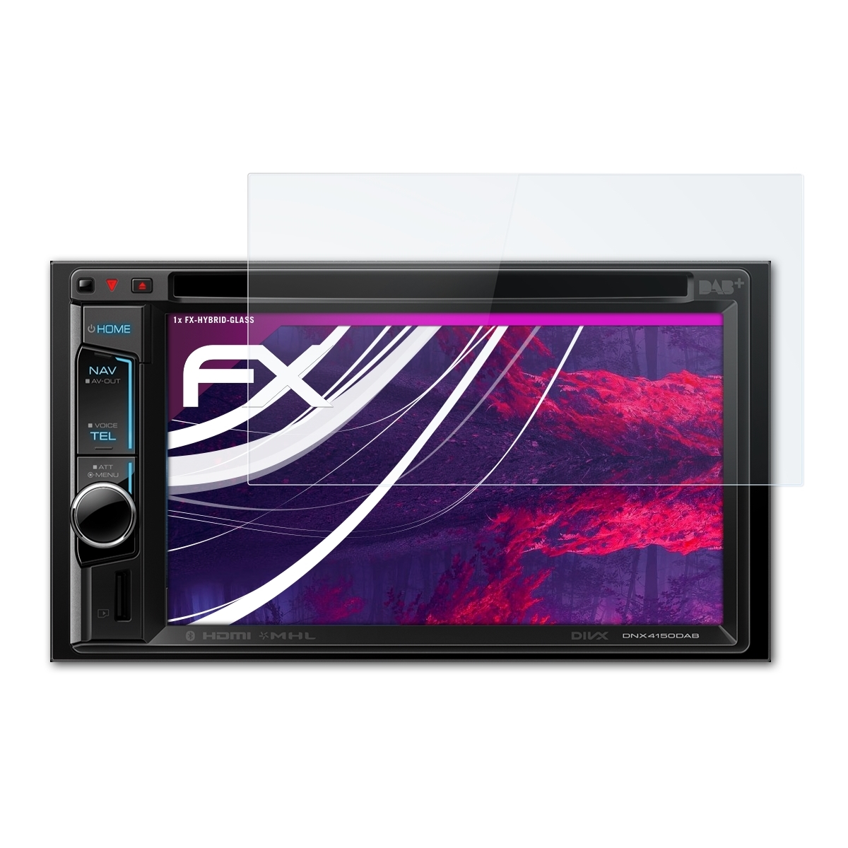 ATFOLIX FX-Hybrid-Glass Schutzglas(für Kenwood DNX4150DAB)