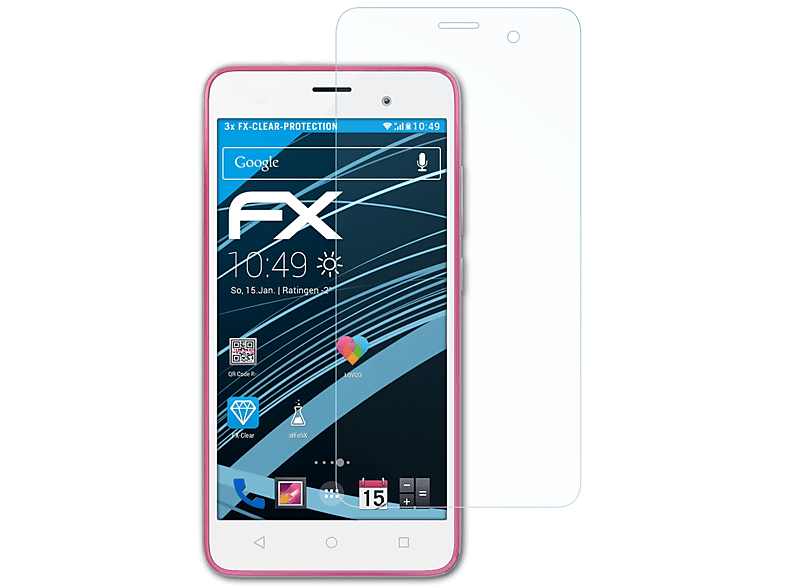 ATFOLIX 3x Displayschutz(für Wiko FX-Clear Jerry)