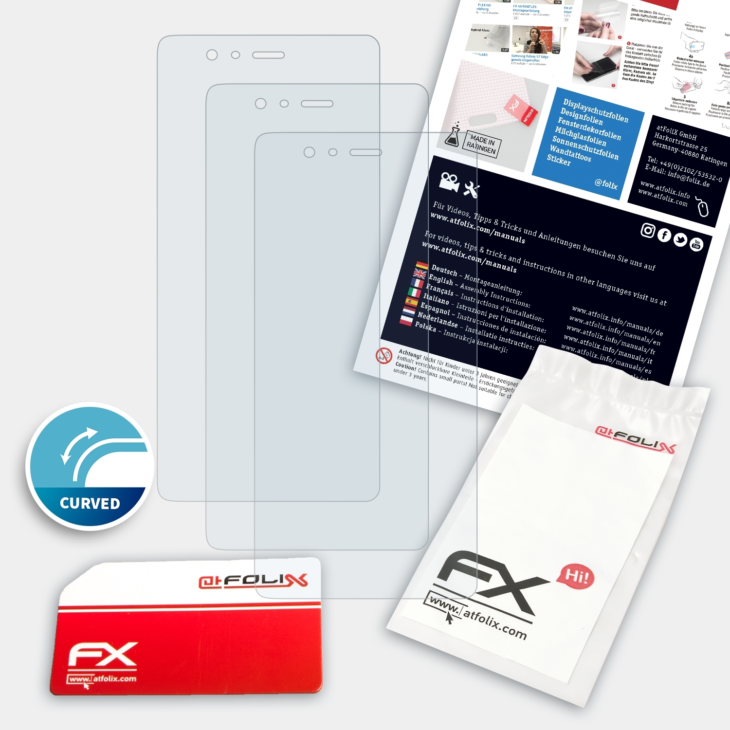 Plus) ATFOLIX Huawei FX-ActiFleX P9 3x Displayschutz(für