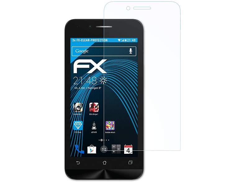 ATFOLIX 3x FX-Clear Displayschutz(für ZenFone (ZC451TG)) Go Asus