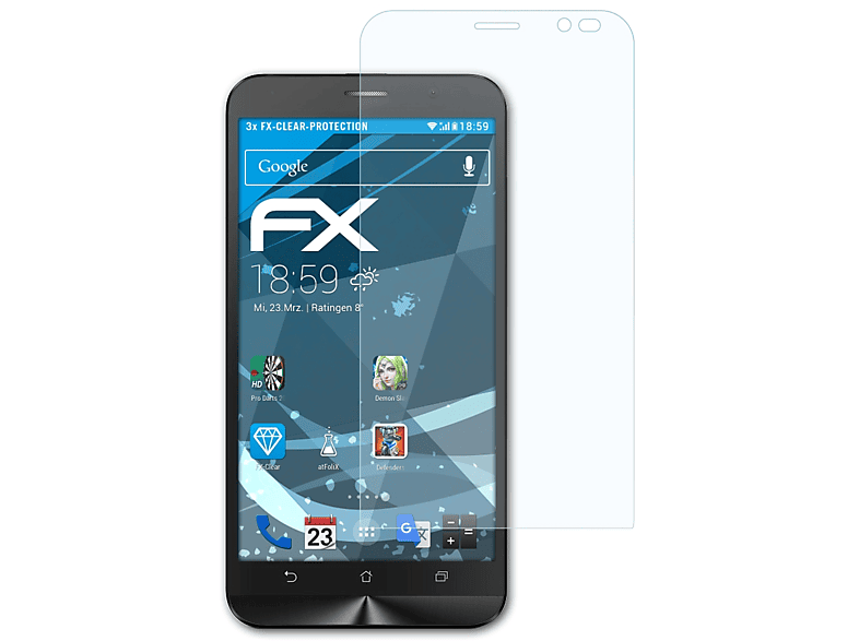 ATFOLIX 3x FX-Clear Displayschutz(für Asus ZenFone Go (ZB551KL))