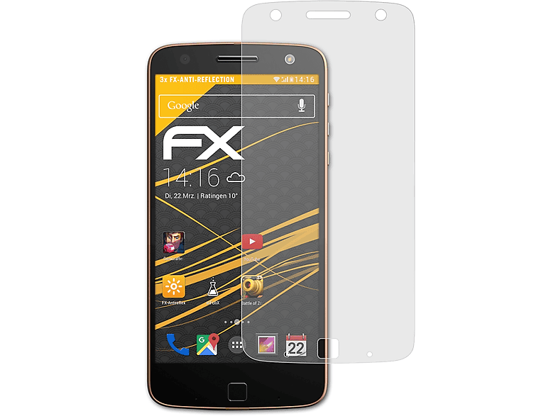 ATFOLIX 3x Displayschutz(für Z Motorola Force) Lenovo Moto FX-Antireflex