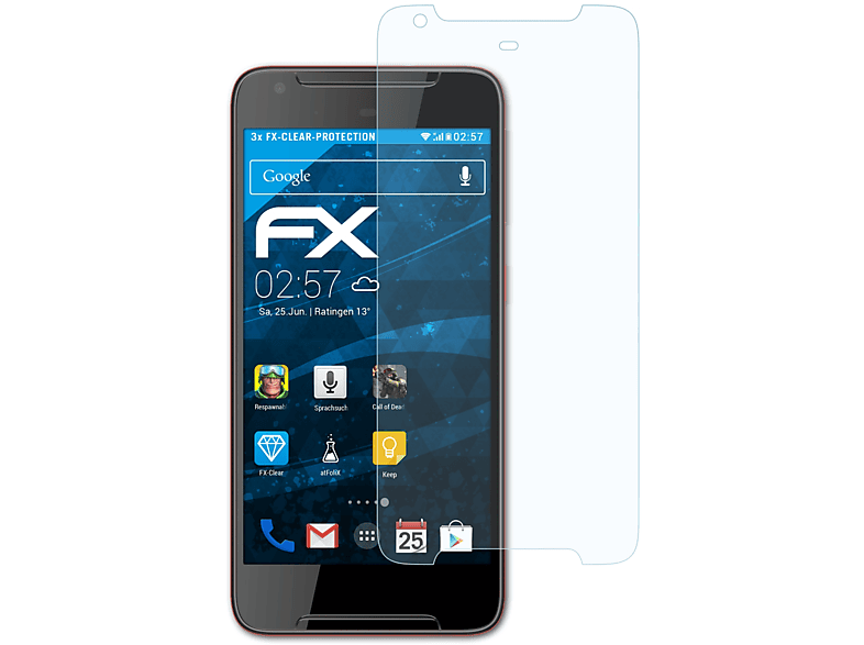 ATFOLIX 3x FX-Clear Displayschutz(für HTC 628) Desire