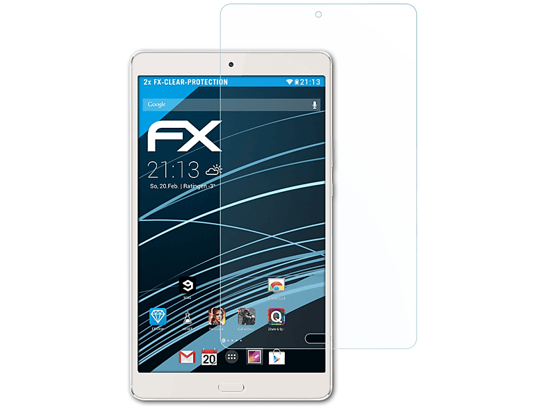 ATFOLIX 2x FX-Clear MediaPad 8.4) Displayschutz(für M3 Huawei