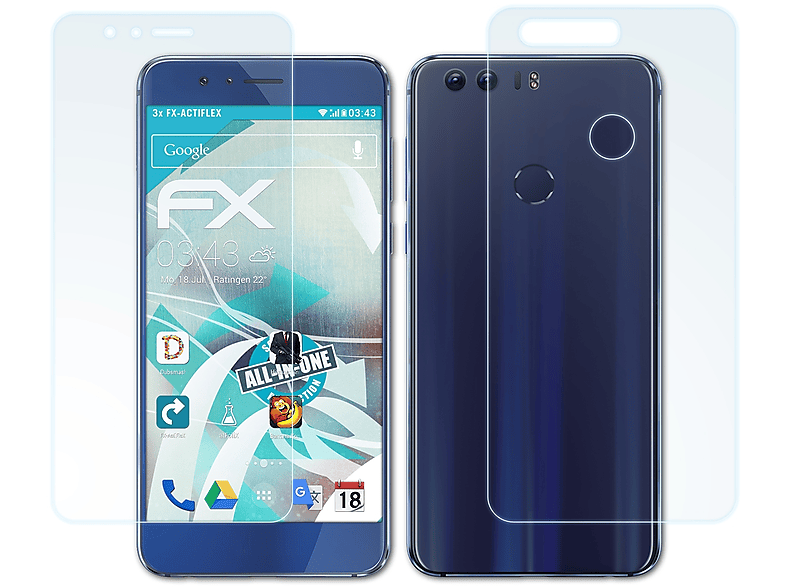 3x Displayschutz(für FX-ActiFleX ATFOLIX Huawei Honor 8)
