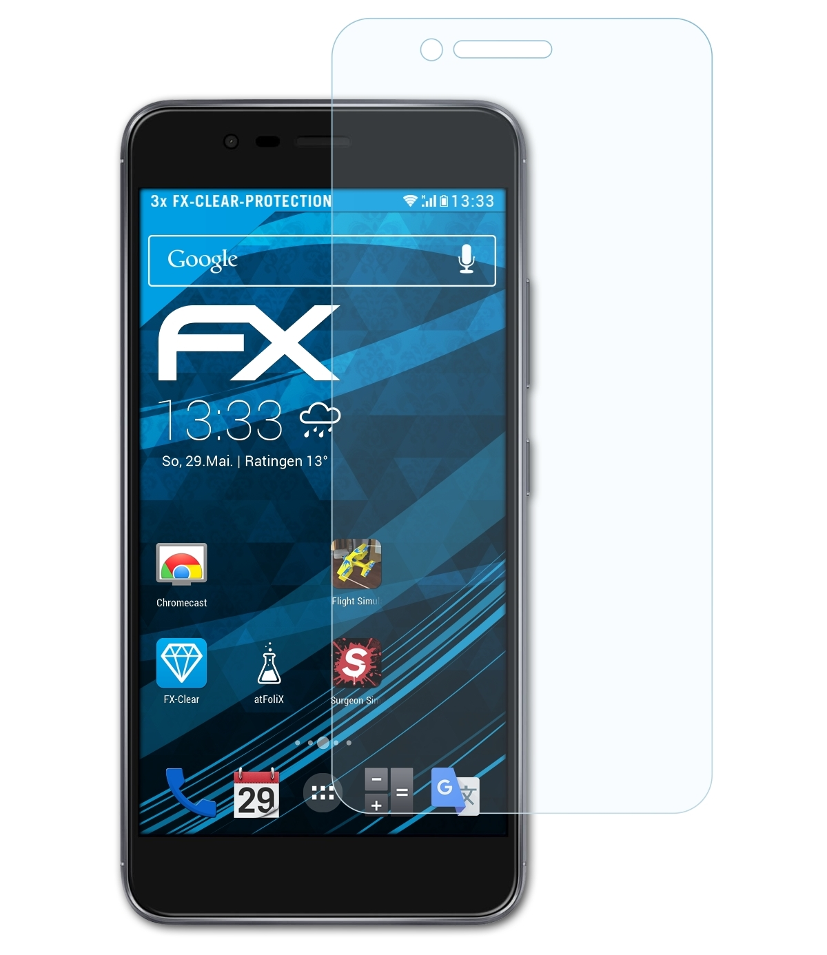ZenFone Displayschutz(für Asus Max (ZC520TL)) ATFOLIX FX-Clear 3 3x