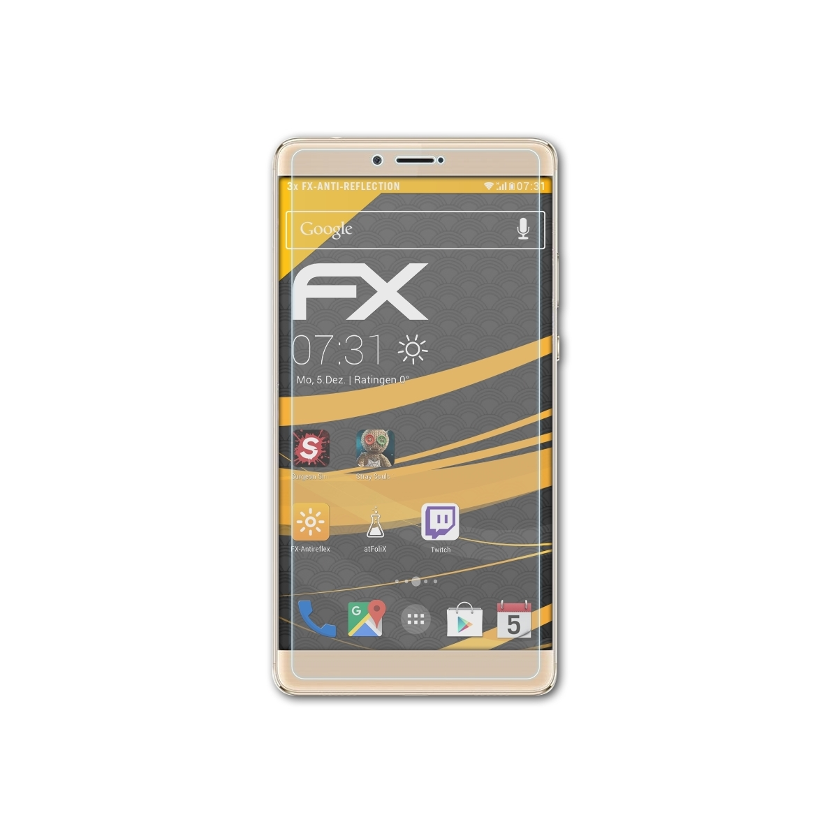 3x ATFOLIX Displayschutz(für Huawei Note FX-Antireflex 8) Honor