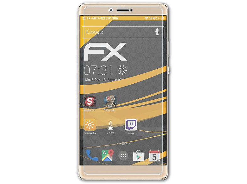 ATFOLIX 3x Honor 8) Note FX-Antireflex Huawei Displayschutz(für