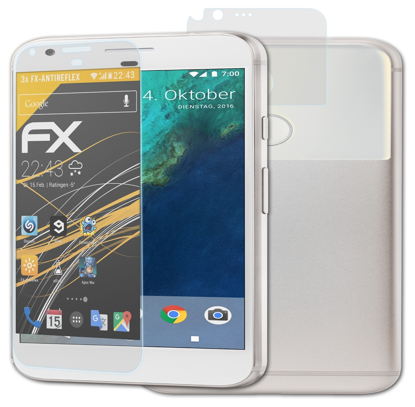 3x FX-Antireflex Google ATFOLIX Pixel Displayschutz(für XL)