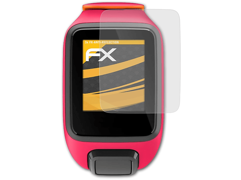 ATFOLIX 3x FX-Antireflex Displayschutz(für TomTom 3 / Runner 3) Spark