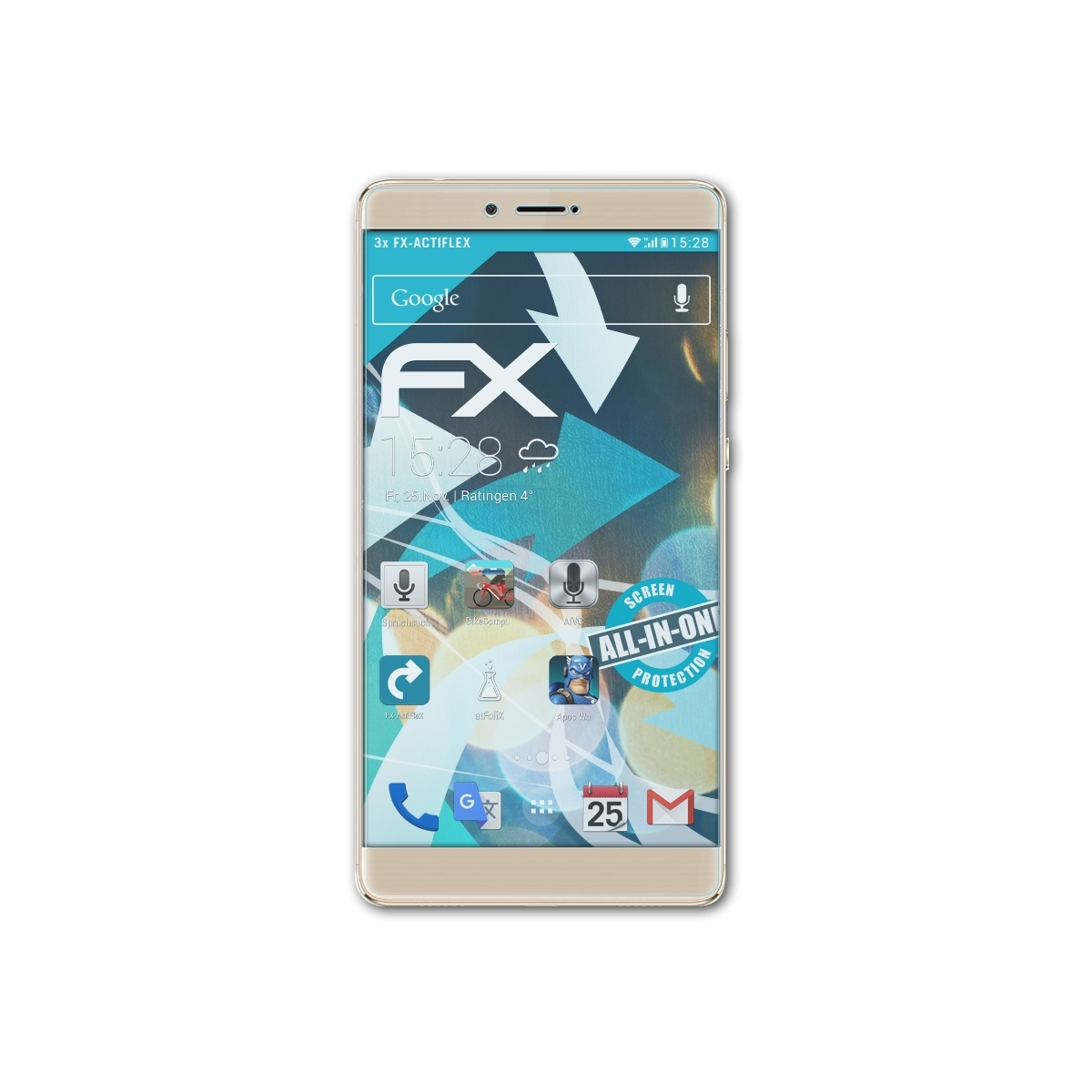 ATFOLIX 3x FX-ActiFleX Displayschutz(für Honor 8) Note Huawei