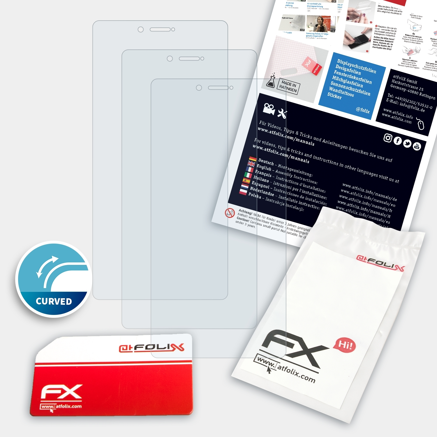 ATFOLIX 3x FX-ActiFleX Displayschutz(für Huawei Honor 8) Note