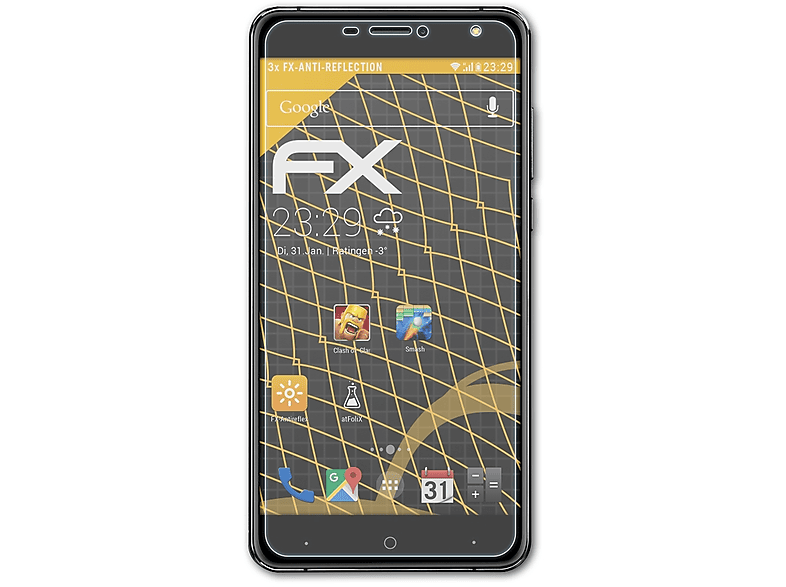 ATFOLIX 3x FX-Antireflex Displayschutz(für Doogee X7 Pro)