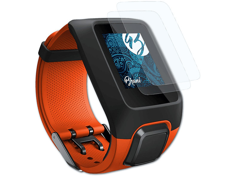 BRUNI 2x Basics-Clear Schutzfolie(für TomTom Adventurer) | Smartwatch Schutzfolien & Gläser