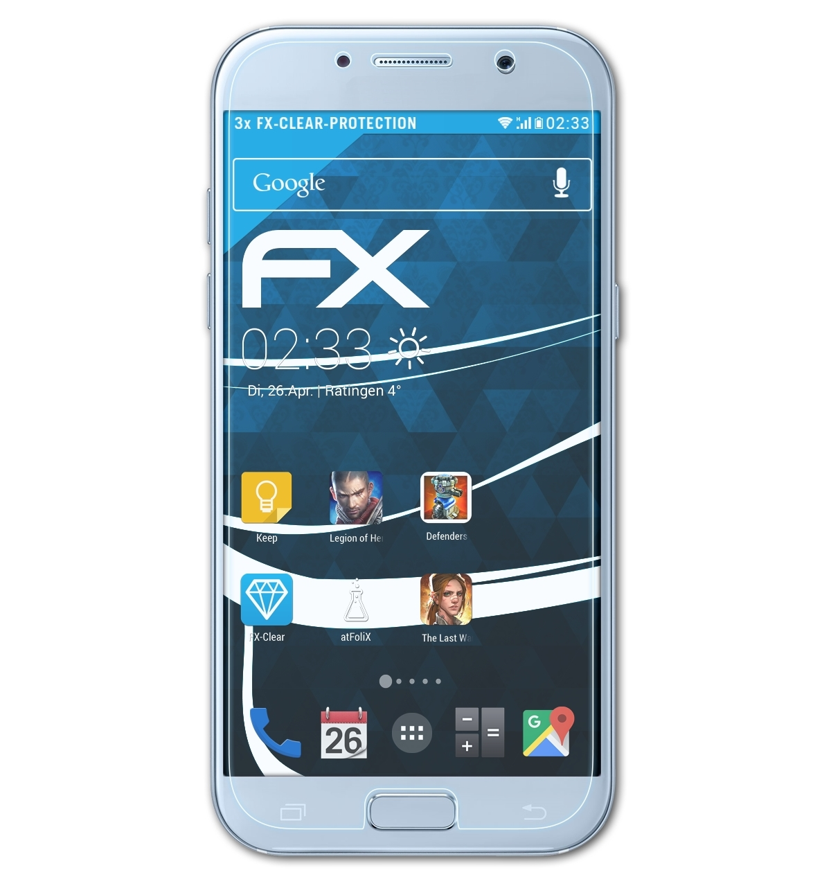 ATFOLIX 3x FX-Clear Displayschutz(für Samsung (2017) A5 Galaxy Front)